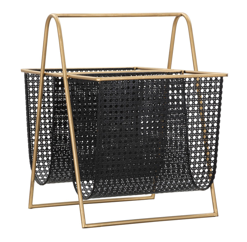 Porta Giornali Double 31x40x42,5 cm in Ferro Nero e Oro-3