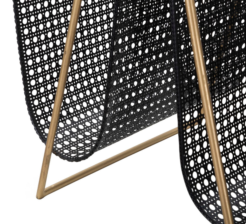 Porta Giornali Double 31x40x42,5 cm in Ferro Nero e Oro-5