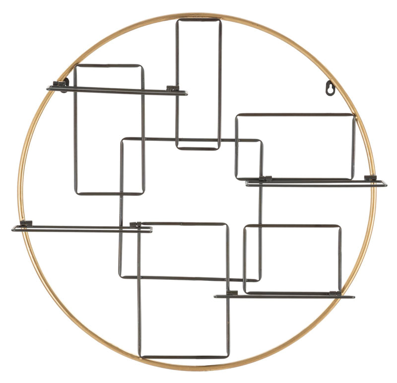 Porta Bottiglie da Muro Decor 63,5x9,5x62 cm in Ferro Oro e Nero-1