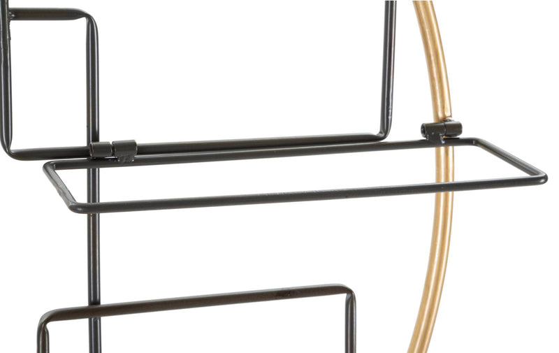 Porta Bottiglie da Muro Decor 63,5x9,5x62 cm in Ferro Oro e Nero-2