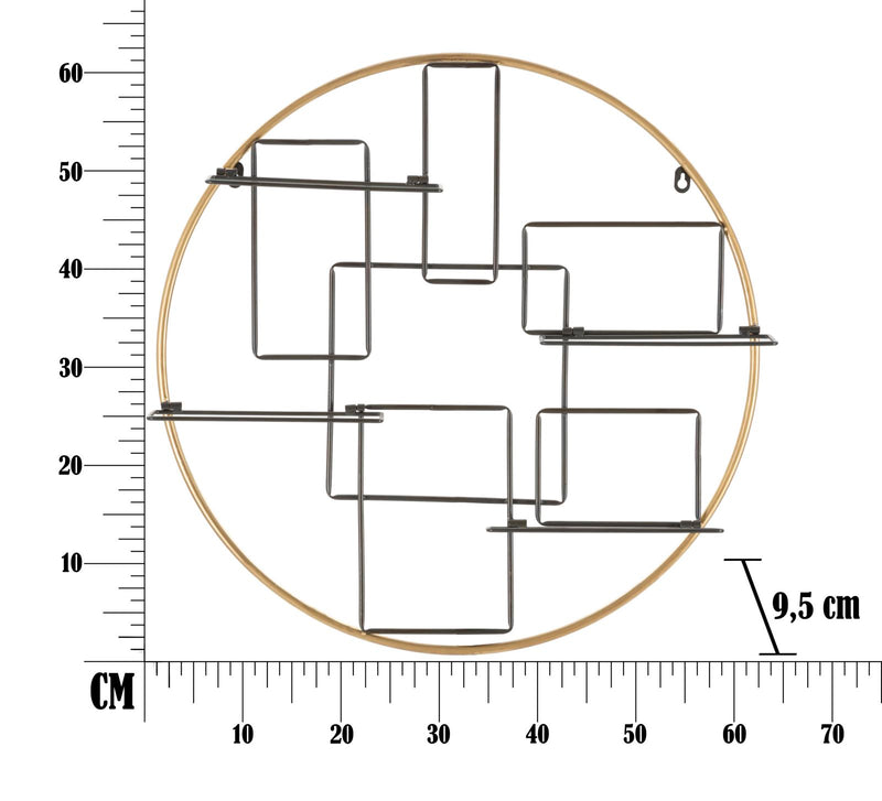 Porta Bottiglie da Muro Decor 63,5x9,5x62 cm in Ferro Oro e Nero-6