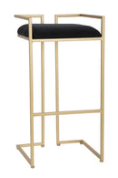 Sgabello Bar Obix 42x42x81 cm in Ferro e MDF e Spugna e Poliestere Oro e Nero-1