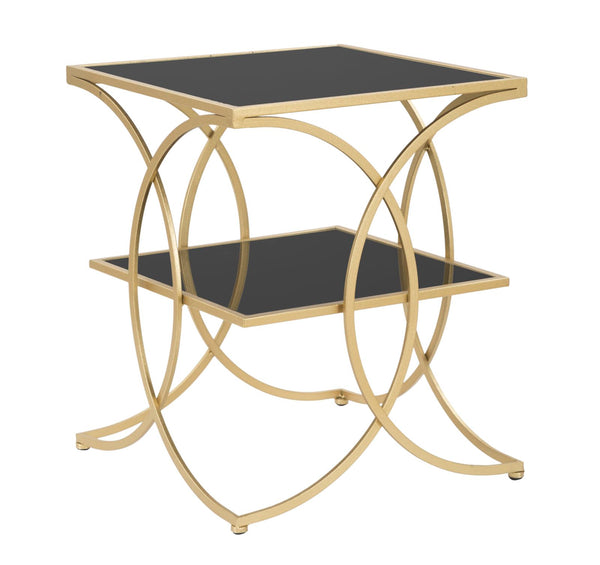 acquista Doppel-Couchtisch 45 x 45 x 55 cm aus MDF-Eisen und Spiegel in Gold und Schwarz