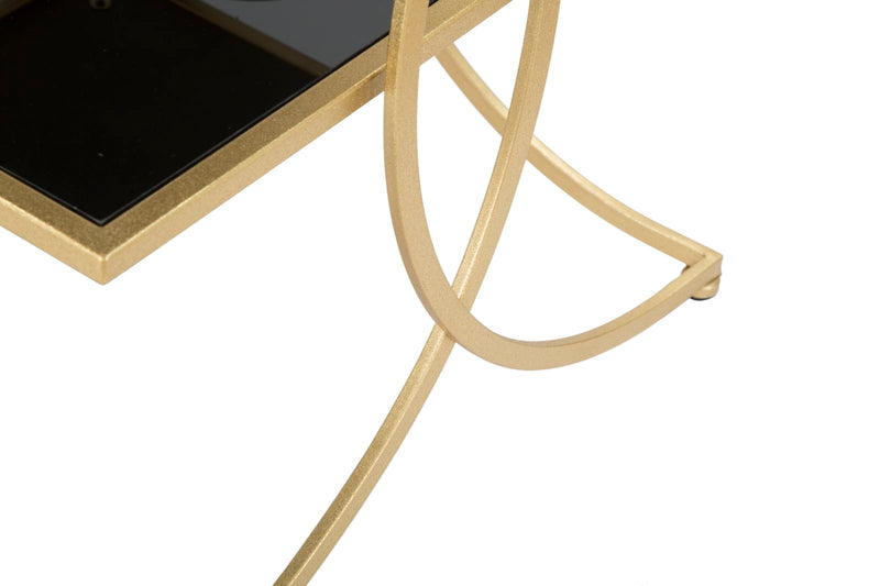 Tavolinetto Double 45x45x55 cm in Ferro MDF e Specchio Oro e Nero-5