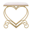 Sgabello Heart Rosa 50x37,5x51,5 cm in Ferro e MDF e Spugna e Poliestere Oro e Crema-2