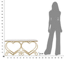 Panca Heart Crema 105x37,5x51,5 cm in Ferro e MDF e Spugna e Poliestere Oro e Rosa-9