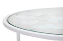 Tavolinetti Bianco Heart Coppia Ø43x60-38x55 cm in Ferro e Vetro Bianco e Oro-3