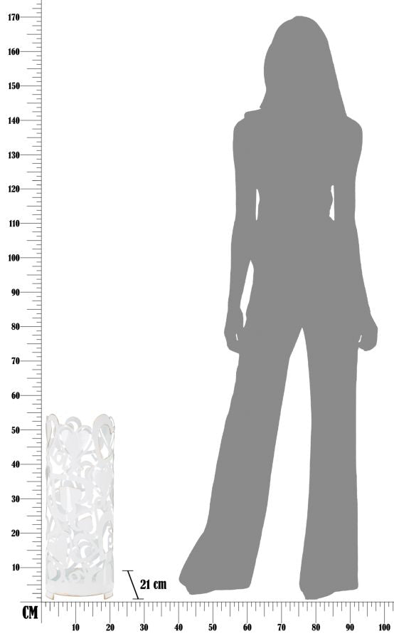 Porta Ombrelli Bianco Heart Ø21x55 cm in Ferro Bianco e Oro-6