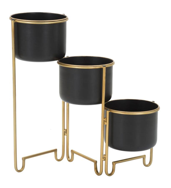 prezzo 3 Oroy Vasenhalter 68x22,5x55 cm in Schwarz und Goldeisen