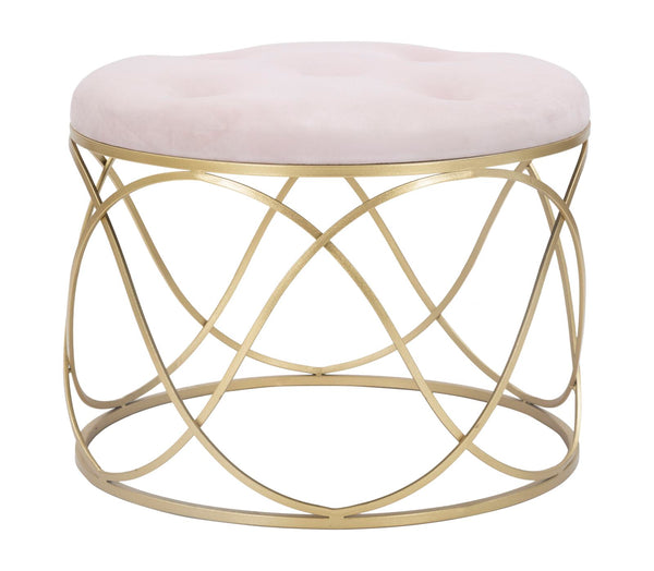 Puff Luty Ø60x45 cm in Iron and Sponge und Pink and Gold Velvet online