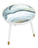 Tavolinetto Bianco Marble Ø50x48 cm MDF e Plastica e Ferro Bianco e Multicolor-3