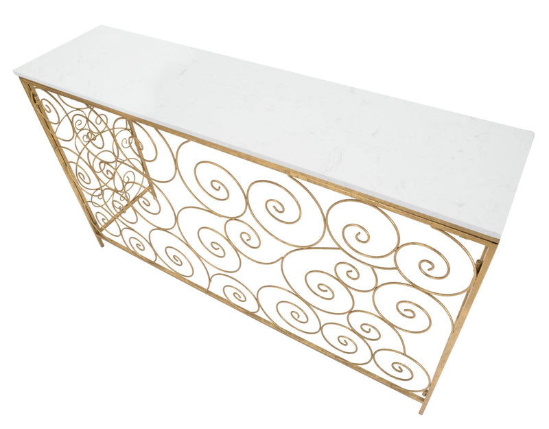 Consol Spiral 140x36x82 cm in Ferro e Marmo Oro e Bianco-4