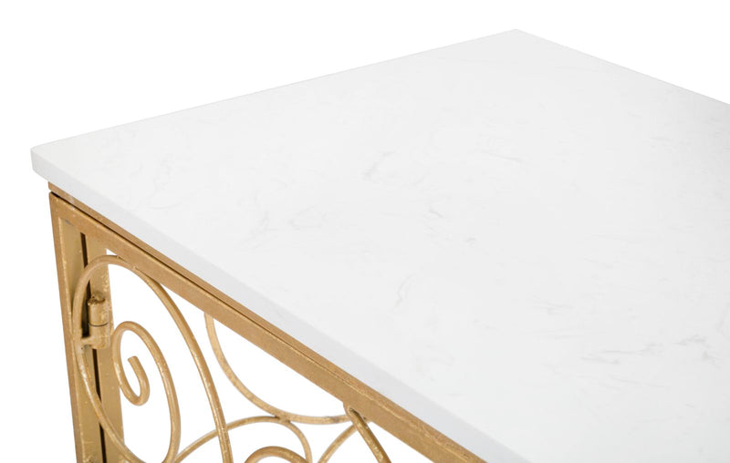 Consol Spiral 140x36x82 cm in Ferro e Marmo Oro e Bianco-5