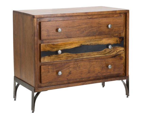 sconto Mustang Kommode 88x45x75 cm in Akazienholz und braunem und grauem Eisen