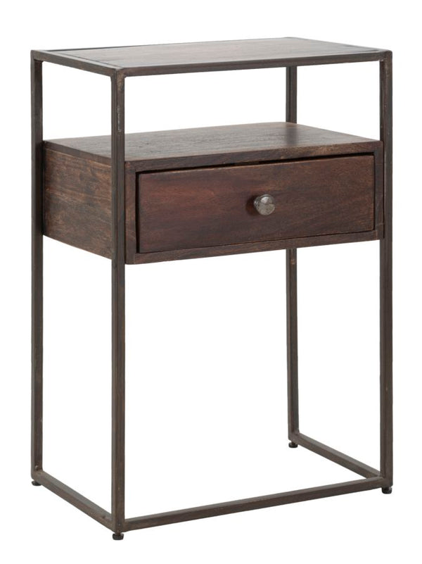 Burn Nachttisch 45x30x66 cm aus Akazienholz und braunem Eisen acquista