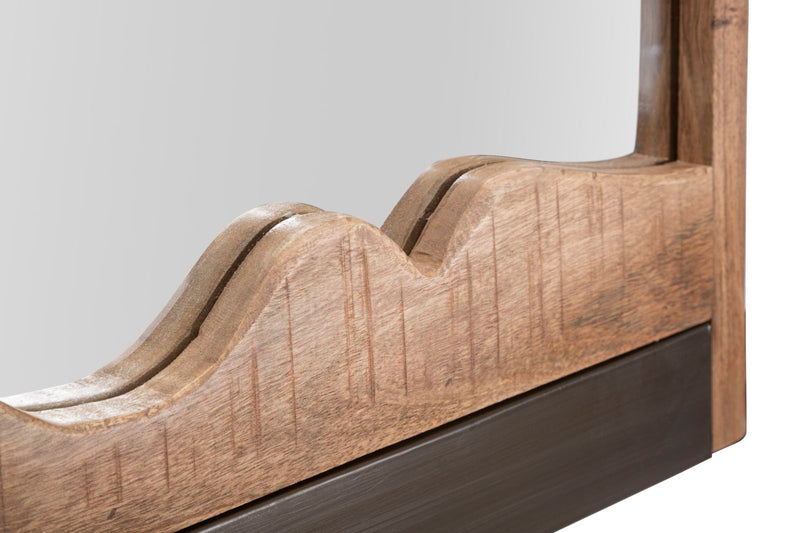 Specchio Yellowstone 120x4x72 cm in Legno di Acacia e Specchio Marrone e Nero-3