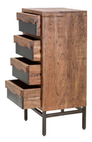 Cassettiera Yellowstone 45x40x100 cm in Legno di Acacia e in Ferro Marrone e Nero-3