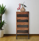 Cassettiera Yellowstone 45x40x100 cm in Legno di Acacia e in Ferro Marrone e Nero-8