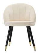 Sedia Loty Crema 57x58x80 cm in Legno e Velluto Crema, Oro e Nero-2