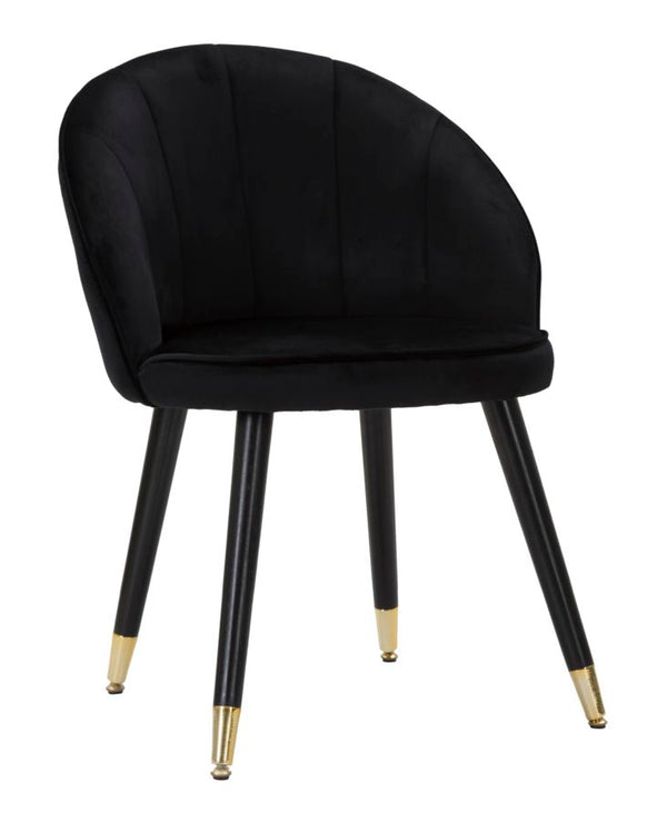 Black Loty Chair 57x58x80 cm in Holz und schwarzem und goldenem Samt sconto