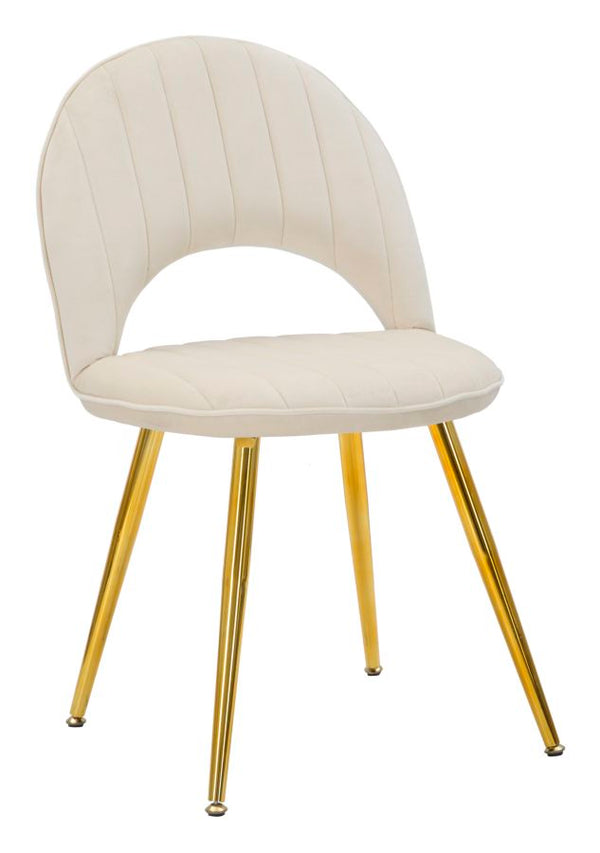 Set mit 2 gepolsterten Stühlen 52 x 48 x 78 cm in cremefarbenem und goldfarbenem Flex-Samtstoff online