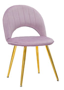 Set 2 Sedie Imbottite 52x48x78 cm in Tessuto Velluto Flex Rosa e Oro-1
