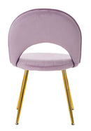 Set 2 Sedie Imbottite 52x48x78 cm in Tessuto Velluto Flex Rosa e Oro-4