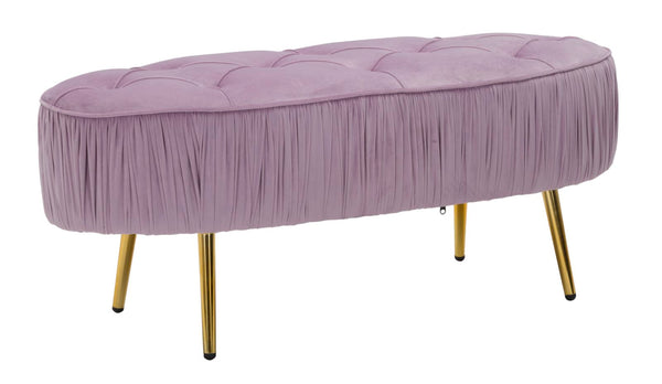 sconto Ovale rosa Bank 102x40,5x42 cm in Holz und rosa und goldenem Samt
