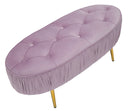 Panca Ovally Rosa 102x40,5x42 cm in Legno e Velluto Rosa e Oro-2