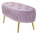 Panca Ovally Rosa 102x40,5x42 cm in Legno e Velluto Rosa e Oro-4