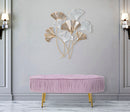 Panca Ovally Rosa 102x40,5x42 cm in Legno e Velluto Rosa e Oro-7