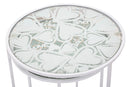 Tavolinetti Bianco Harts Coppia Ø43x60-38x55 cm in Ferro e Vetro Bianco-5