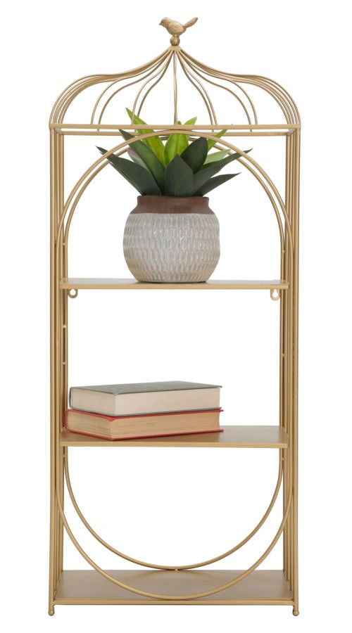 Gabbietta da Muro con Mensole 38x22x92 cm in Ferro Oro-6