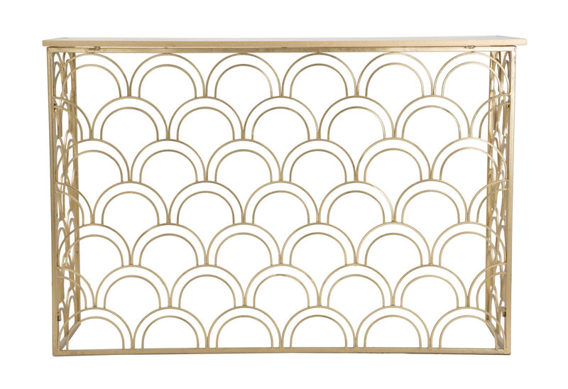 Console Arc 120x40x80,5 cm in Ferro MDF e Vetro Oro e Multicolor-2