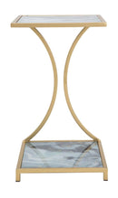 Tavolinetto Glam Level 40x35x60 cm in Ferro MDF e Vetro Oro e Multicolor-2