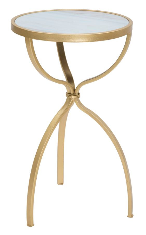 Glam Tridh Ø32,5x55 cm Couchtisch aus MDF-Eisen und Gold und mehrfarbigem Glas prezzo