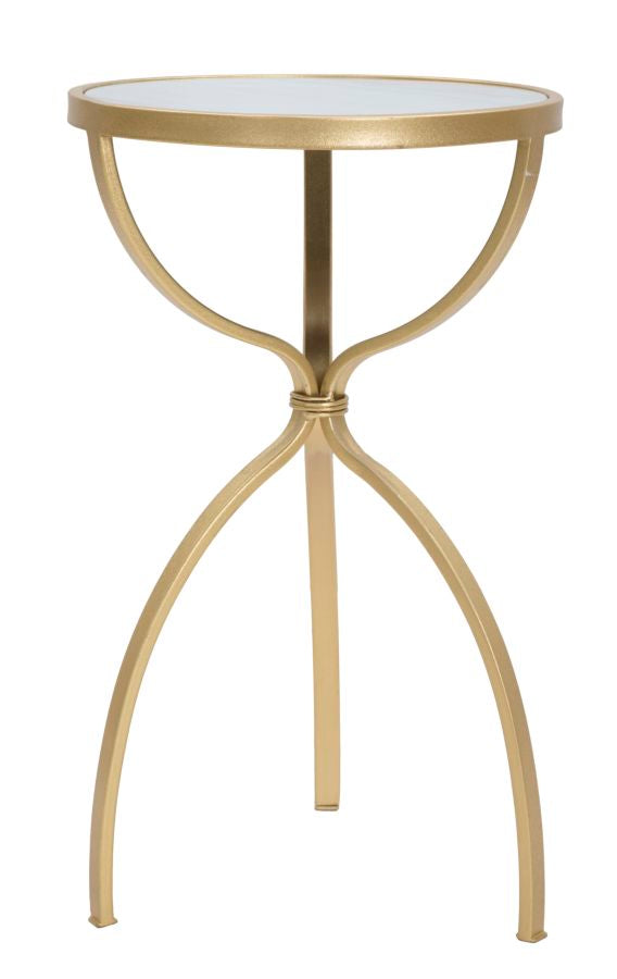 Tavolinetto Glam Tridh Ø32,5x55 cm in Ferro MDF e Vetro Oro e Multicolor-2