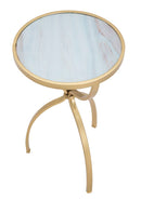 Tavolinetto Glam Tridh Ø32,5x55 cm in Ferro MDF e Vetro Oro e Multicolor-3