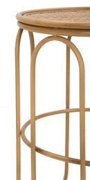 Tavolino Basso Ø40x55 cm in Metallo Piano in Rattan-4