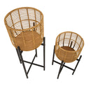 Set 2 Portavasi Ø38x90-33x60 cm in Metallo e Rattan-2