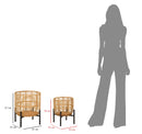 Set 2 Portavasi Ø41x47-33x39 cm in Metallo e Rattan-6
