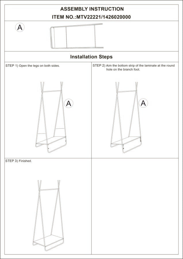 Appendiabiti 63,5x40,5x142 cm con Ripiano in Metallo-9
