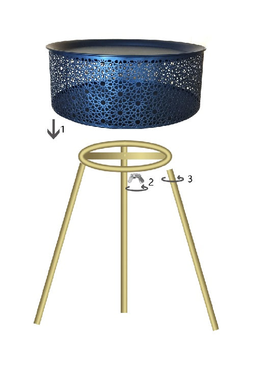 Tavolino Basso Ø40x65 cm in Metallo Nero-6