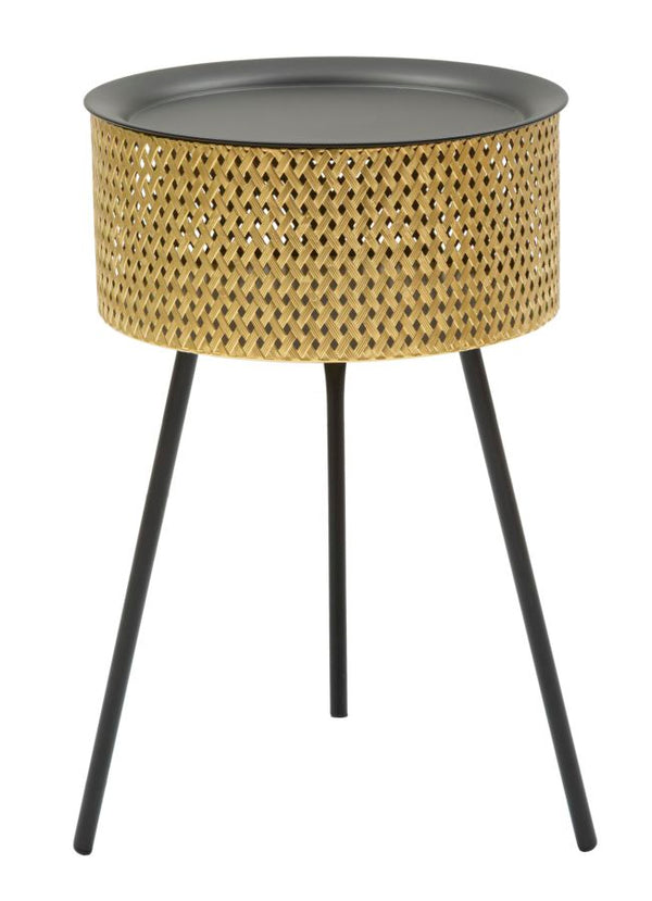 Niedriger Tisch Ø35x50 cm in Gold und schwarzem Metall online