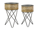 Set 2 Tavolini Ø40x66-35x56 cm in Metallo Nero e Oro-1