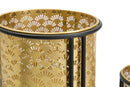 Set 2 Portavasi Ø21x40-19x22 cm in Metallo Nero e Oro-2