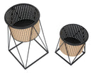 Set 2 Portavasi Ø21x40-19x22 cm in Metallo Nero e Crema-2