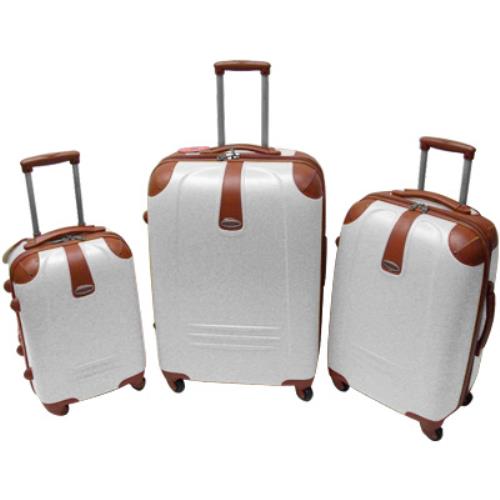 3er Set Trolley Koffer Handgepäck Koffer ABS Polycarbonat Cremeweiß  acquista