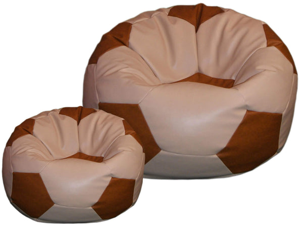 acquista Bean Bag Hocker Ø100 cm aus Kunstleder mit Fußstütze Baselli Fußball Kaffee und Braun