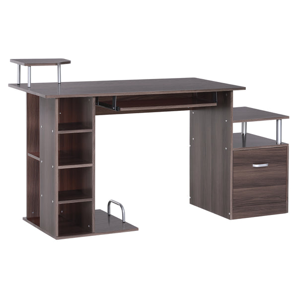 Schreibtisch für PC aus dunkelbraunem Holz in Holzoptik 152x60x80 cm online